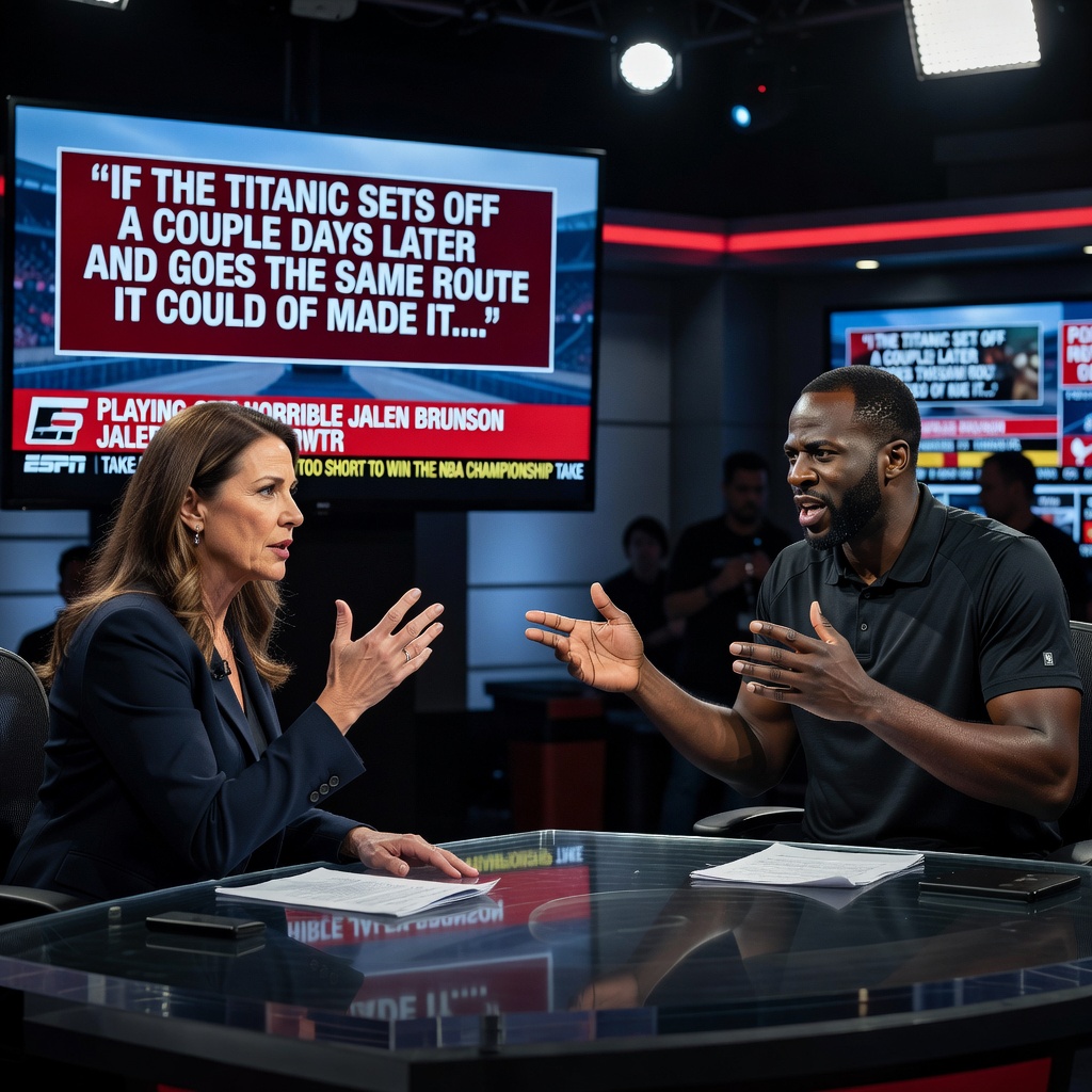 Sports studio debate showing the Titanic analogy used to defend the Jalen Brunson too short take